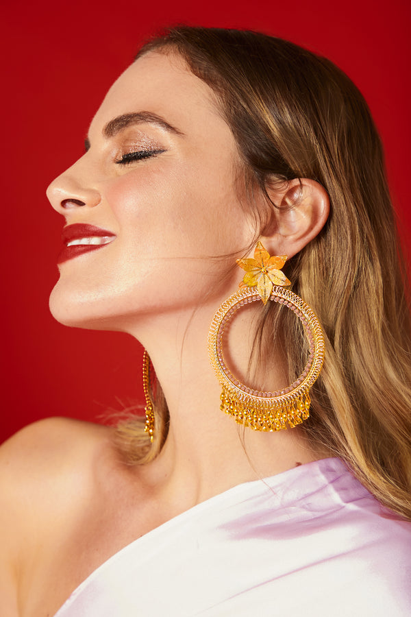 Gold & Red Flora Hoops